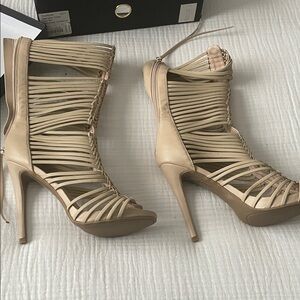 bebe Nude Strappy Heels